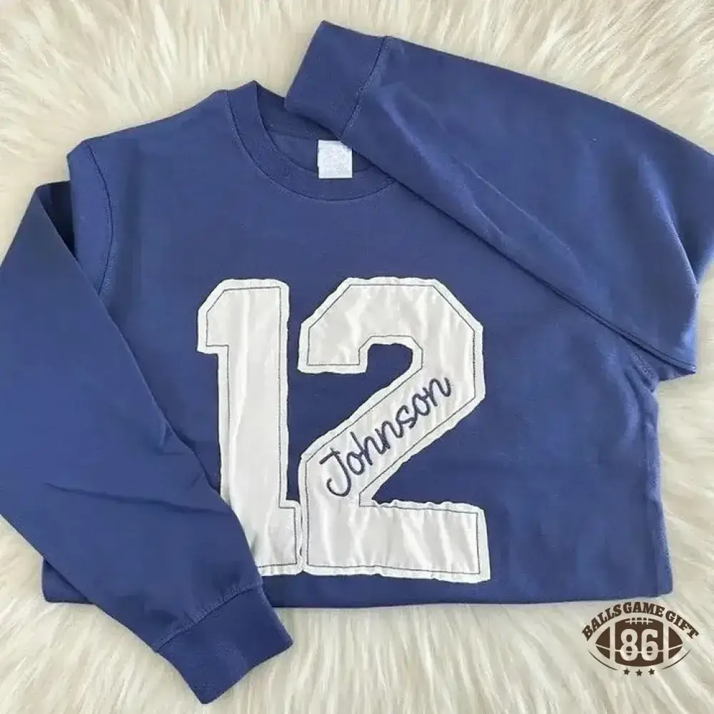 Sports Number Embroidered Crewneck Team or Player Name Sweatshirt