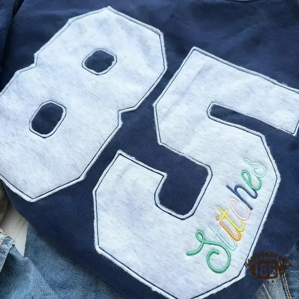 Sports Number Embroidered Crewneck Team or Player Name Sweatshirt
