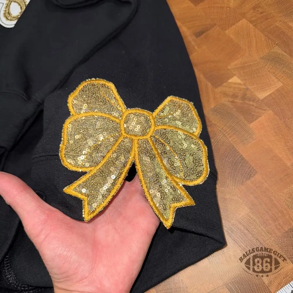 Personalized Team Name Sweatshirt Sequin Applique Coquette Side Bow Sweatshirt