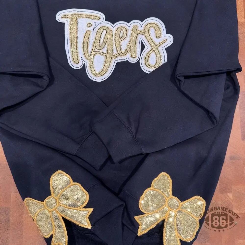 Personalized Team Name Sweatshirt Sequin Applique Coquette Side Bow Sweatshirt