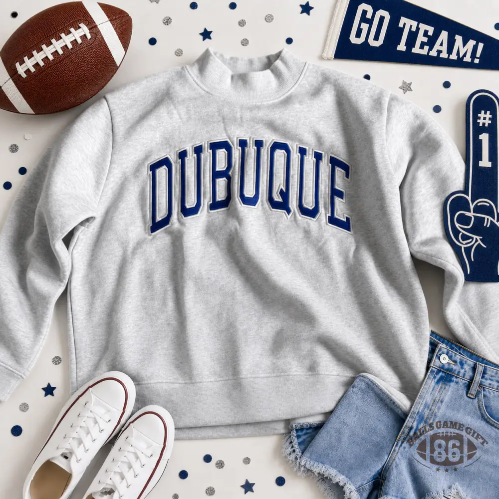 Personalized Vintage Camp Team Sweatshirt with Neck Script Embroidery