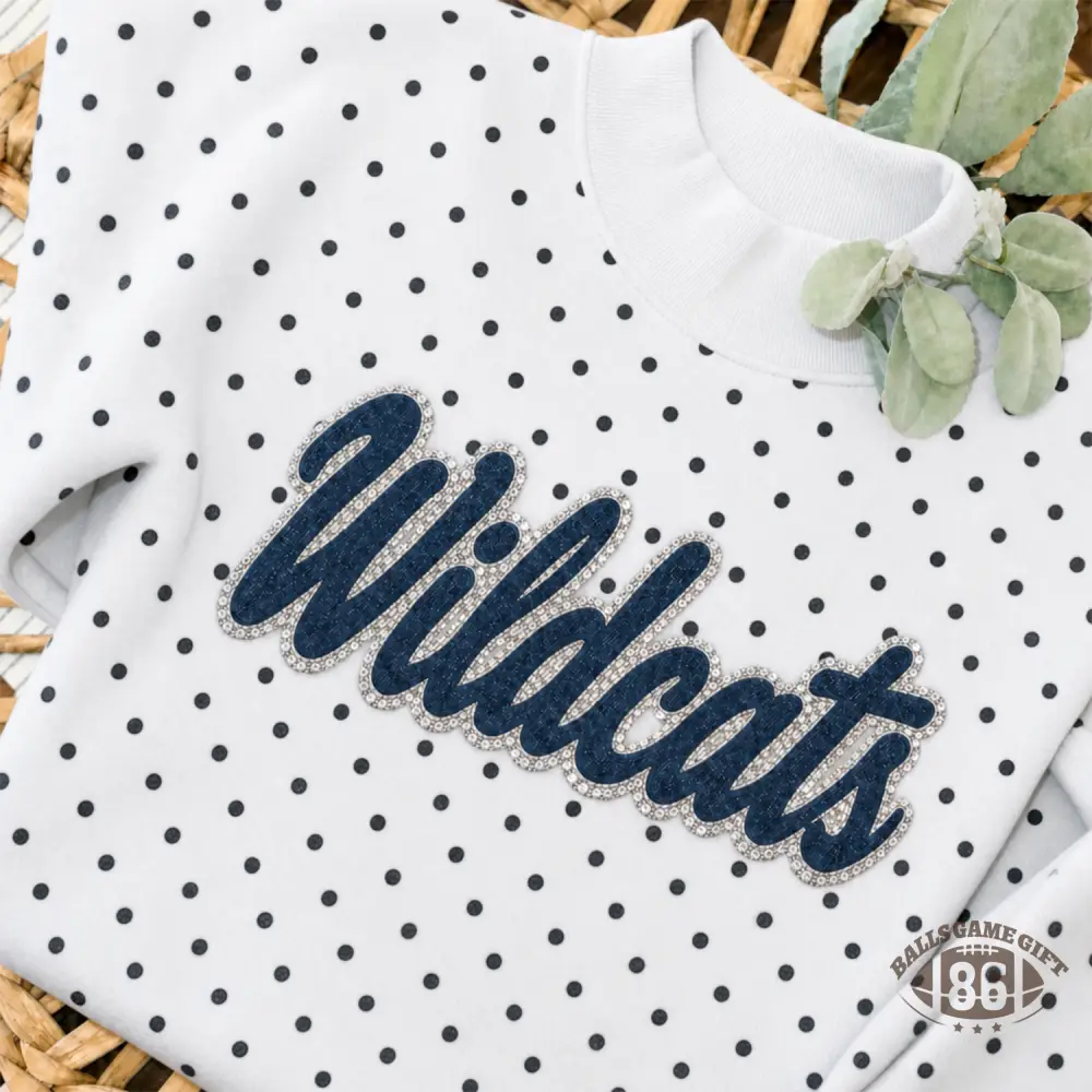 Polka Dot Collegiate Custom Team Sweatshirt, Soft Game Day Pullover for Women