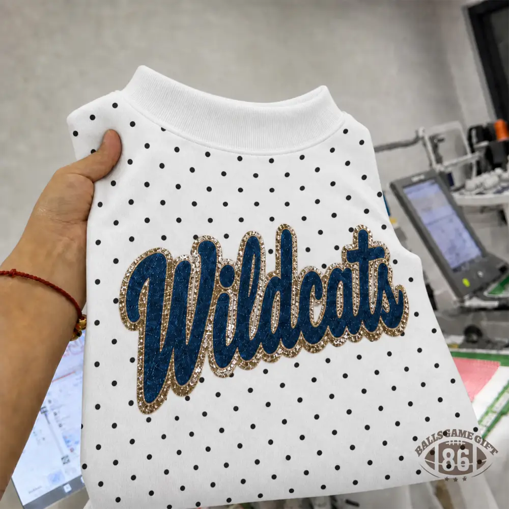 Polka Dot Collegiate Custom Team Sweatshirt, Soft Game Day Pullover for Women
