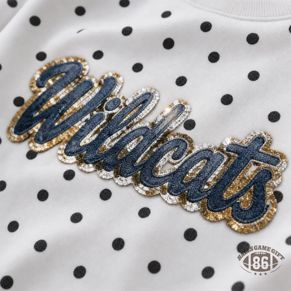 Polka Dot Collegiate Custom Team Sweatshirt, Soft Game Day Pullover for Women