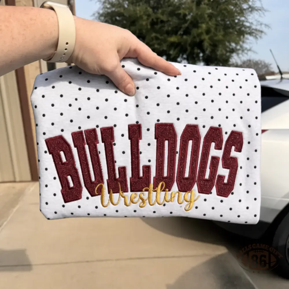 Polka Dot Custom Mascot Sweatshirt, Personalized Team Name Crewneck, Game Day Sports Sweatshirt