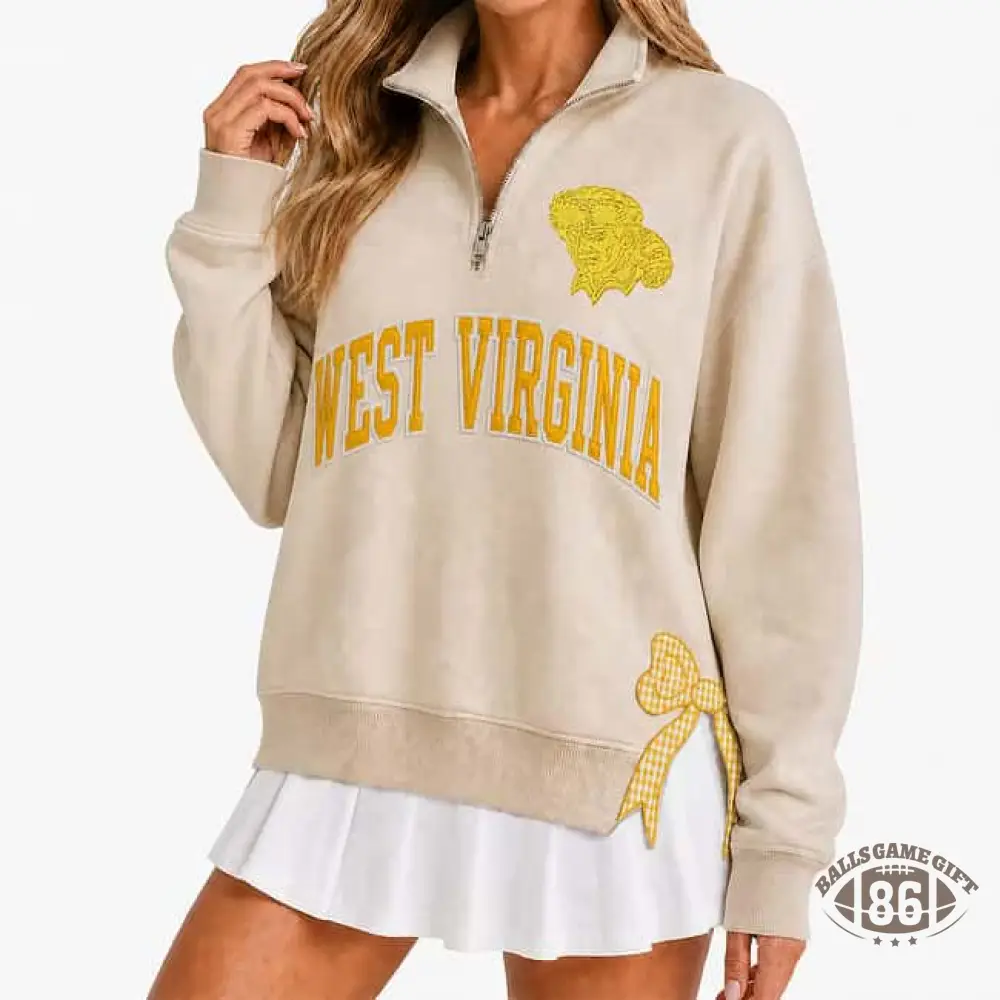 Polka Dot Custom Team  Quarter Zip Pullover, Personalized Game Day Mascot Logo & Butterfly Side Detail Sweatshirt