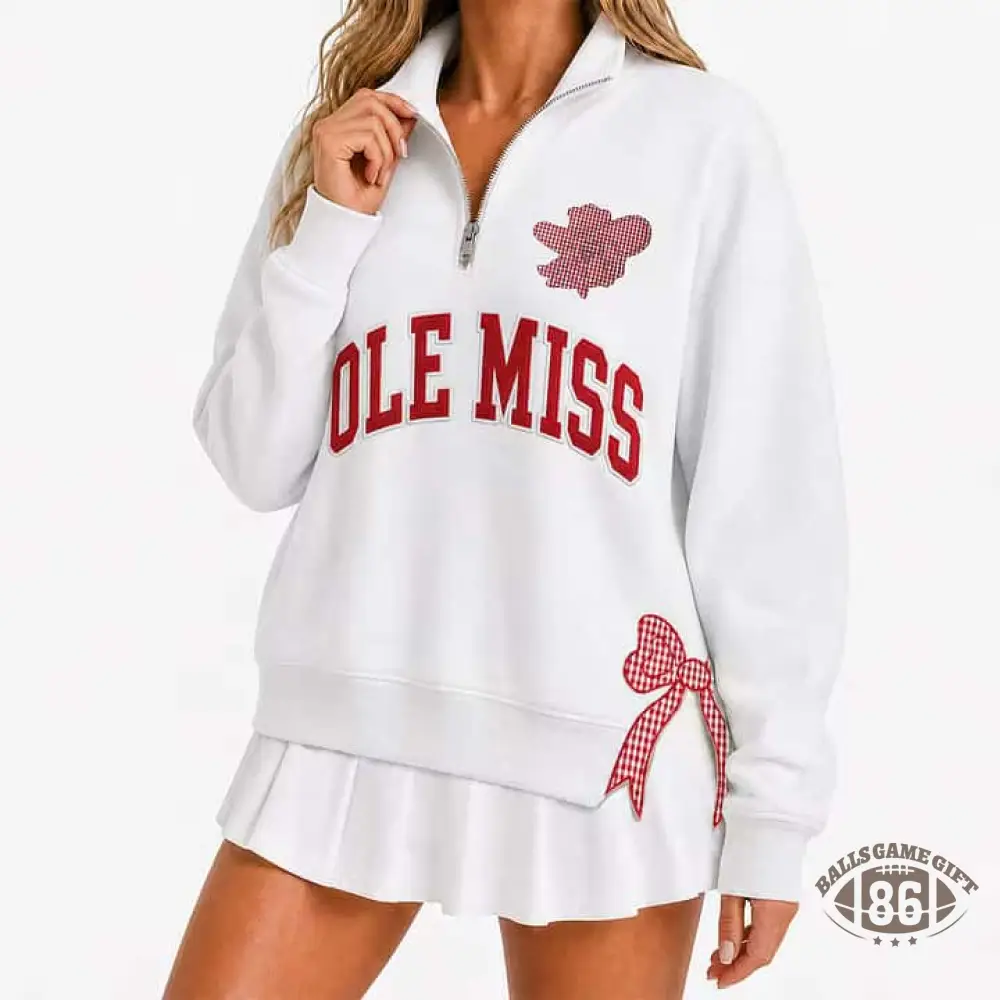 Polka Dot Custom Team  Quarter Zip Pullover, Personalized Game Day Mascot Logo & Butterfly Side Detail Sweatshirt