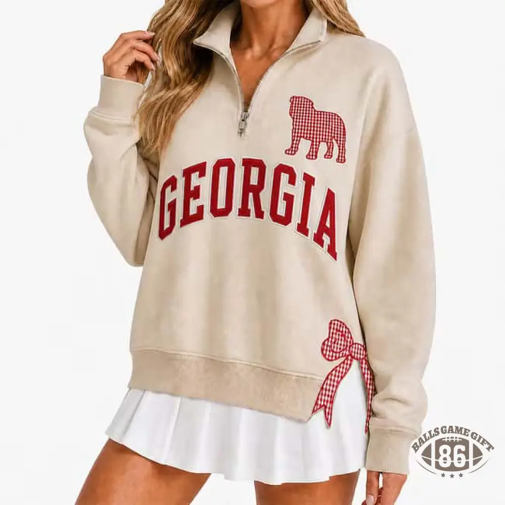 Polka Dot Custom Team  Quarter Zip Pullover, Personalized Game Day Mascot Logo & Butterfly Side Detail Sweatshirt