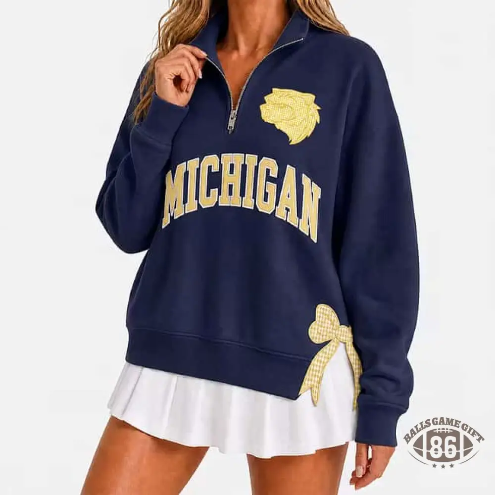 Polka Dot Custom Team  Quarter Zip Pullover, Personalized Game Day Mascot Logo & Butterfly Side Detail Sweatshirt