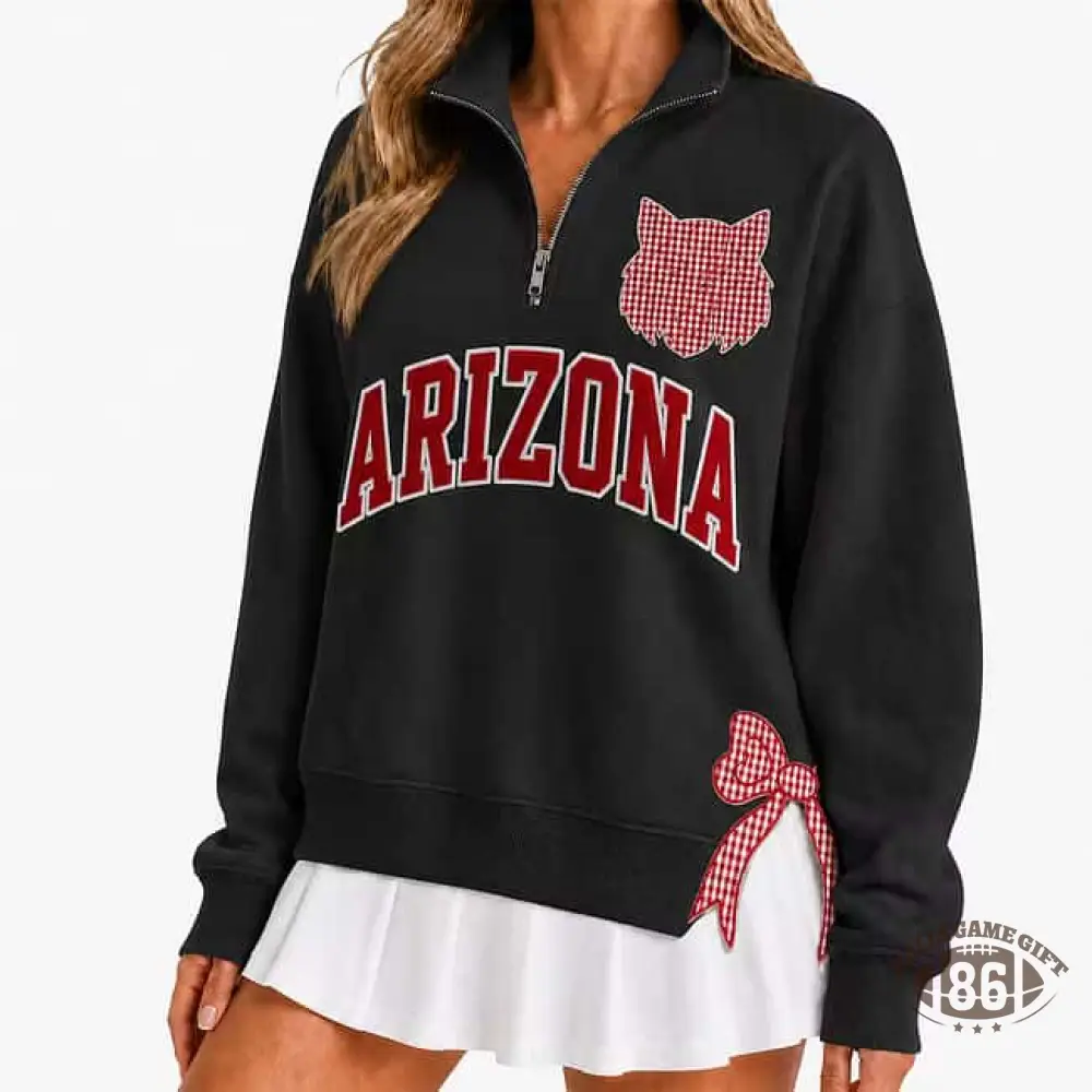 Polka Dot Custom Team  Quarter Zip Pullover, Personalized Game Day Mascot Logo & Butterfly Side Detail Sweatshirt
