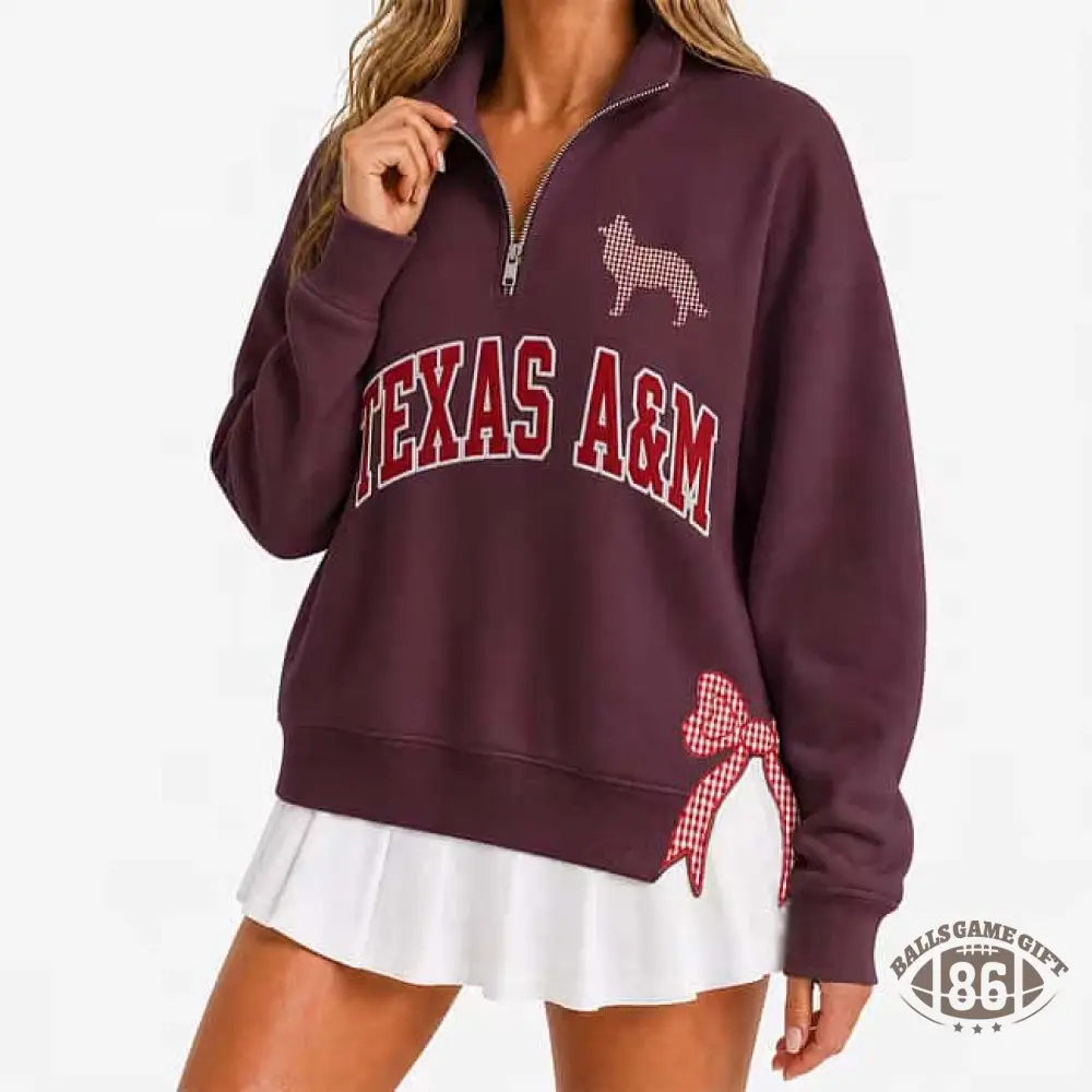 Polka Dot Custom Team  Quarter Zip Pullover, Personalized Game Day Mascot Logo & Butterfly Side Detail Sweatshirt
