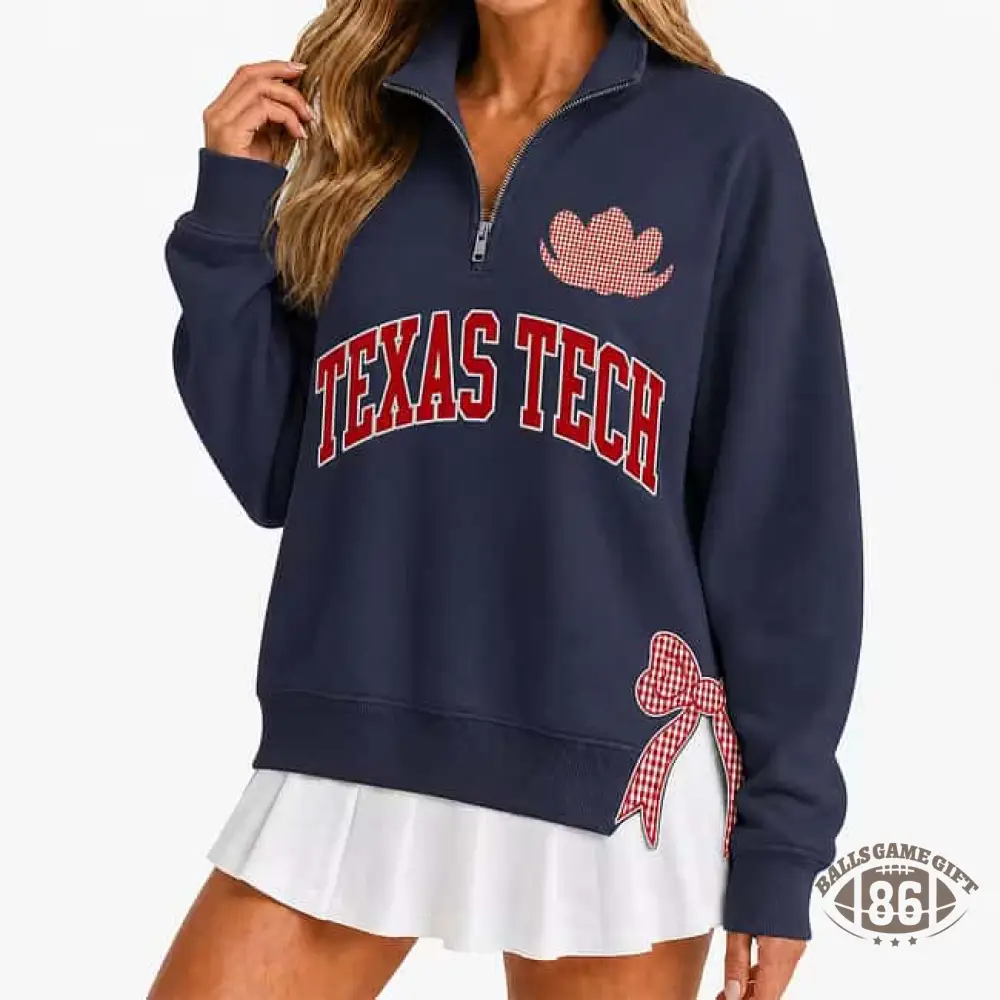 Polka Dot Custom Team  Quarter Zip Pullover, Personalized Game Day Mascot Logo & Butterfly Side Detail Sweatshirt