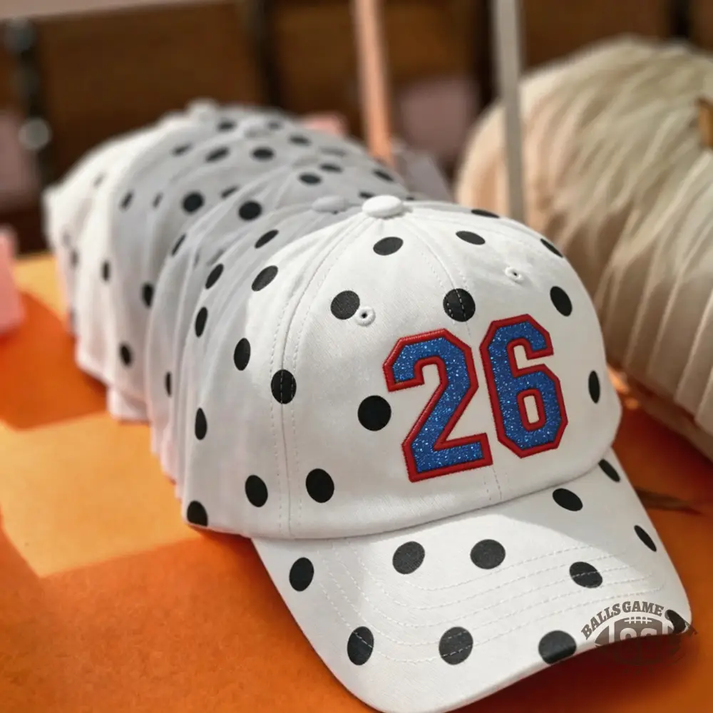 Polka Dot Number Embroidery Baseball Cap, Glitter Sequins Patch Trucker Hat
