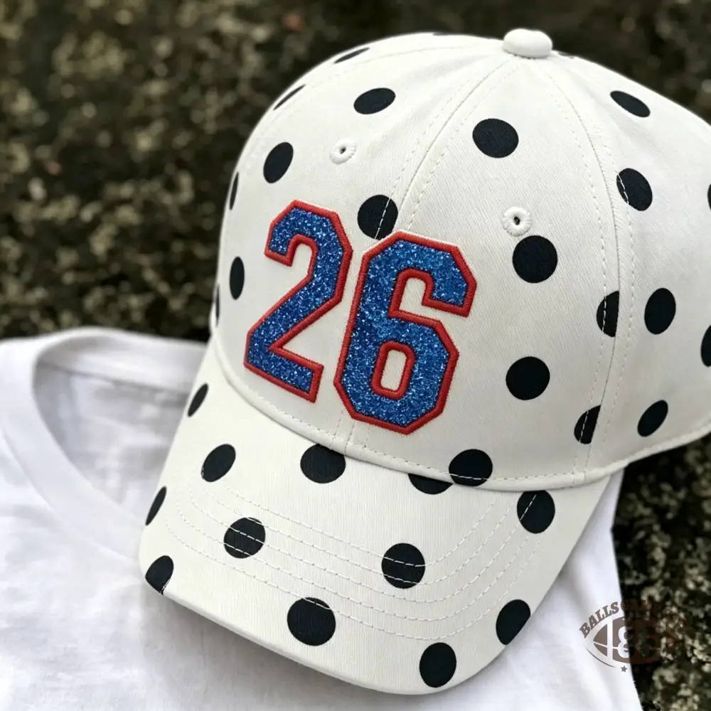 Polka Dot Number Embroidery Baseball Cap, Glitter Sequins Patch Trucker Hat