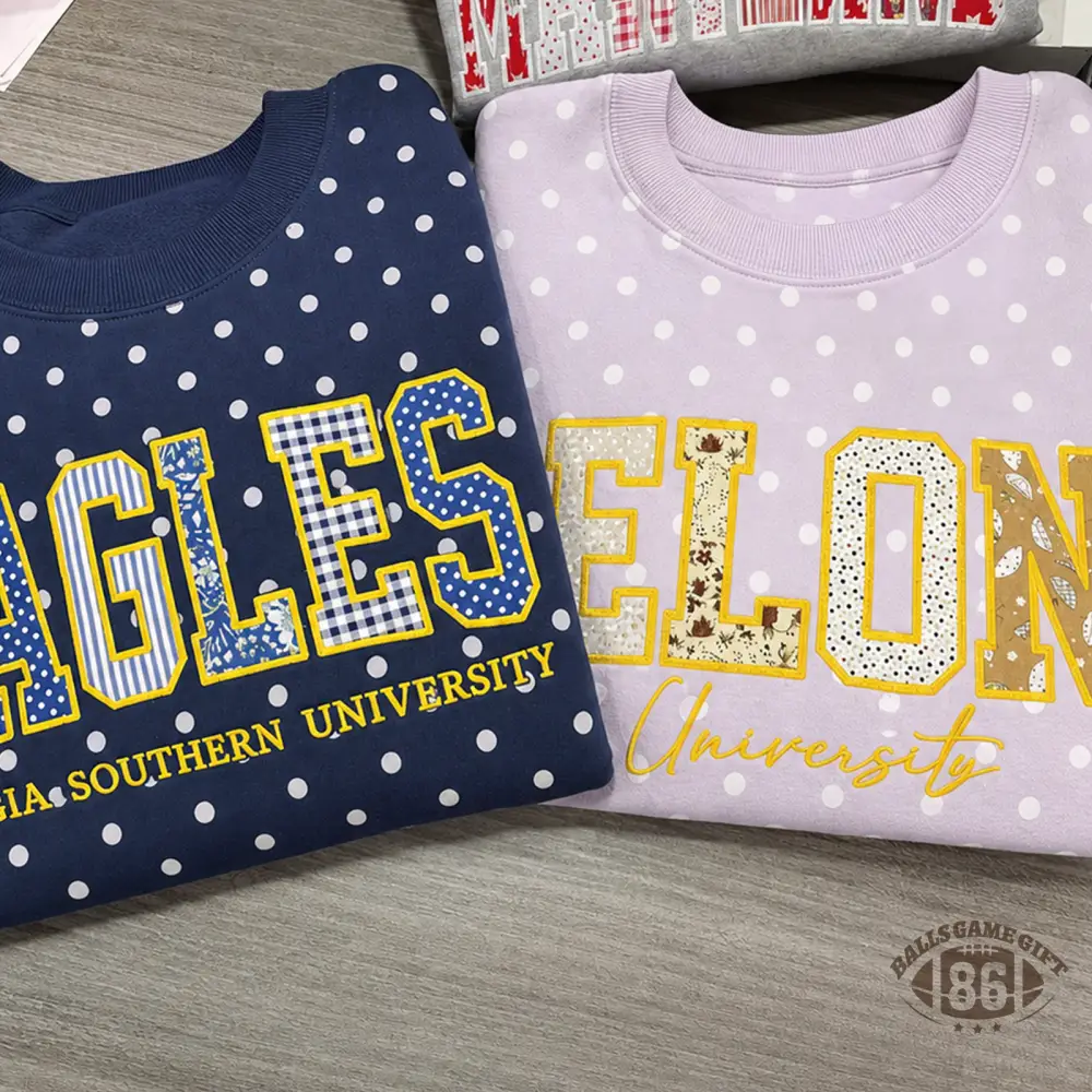 Preppy College Letter Patch Sweatshirt, Casual Polka Dot Oversized Crewneck for Women