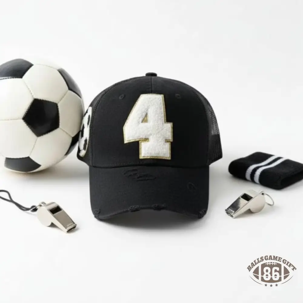 Preppy Custom Varsity Number Sport Patch Distressed Mesh Baseball Trucker Cap