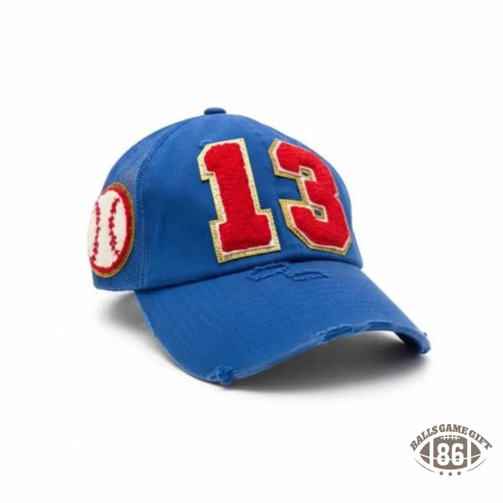 Preppy Custom Varsity Number Sport Patch Distressed Mesh Baseball Trucker Cap