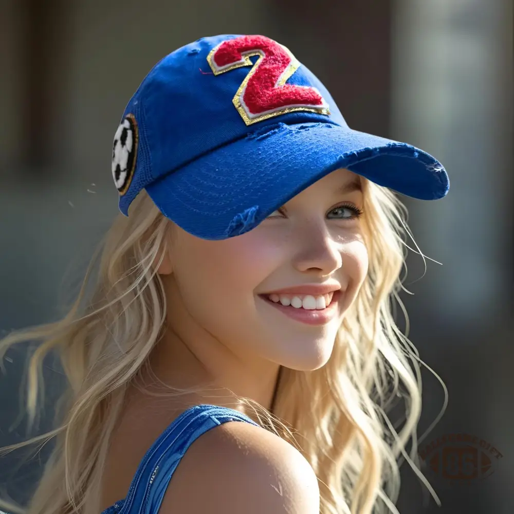 Preppy Custom Varsity Number Sport Patch Distressed Mesh Baseball Trucker Cap