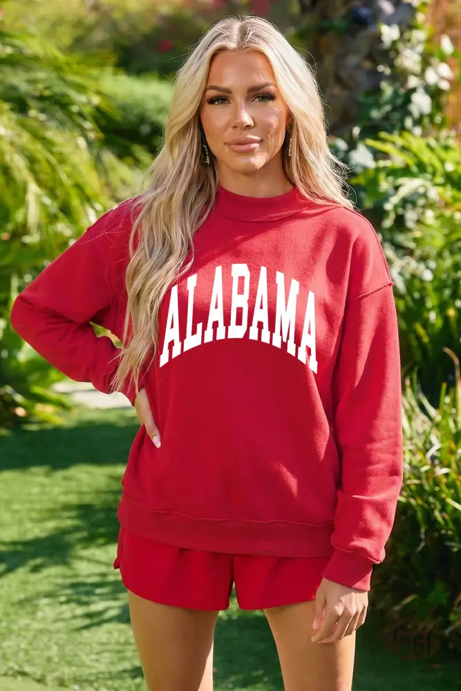 Racing Red Alabama AL Game Day Reversible Sweatshirt | High Neck Double-Sided Print