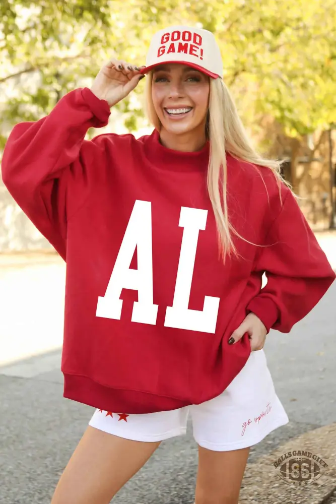 Racing Red Alabama AL Game Day Reversible Sweatshirt | High Neck Double-Sided Print