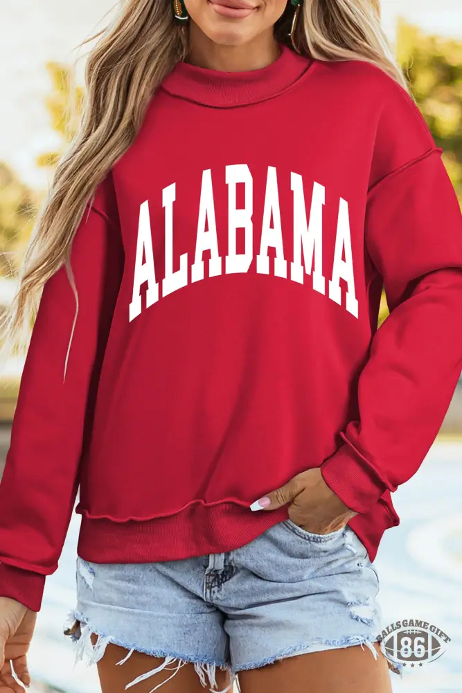 Racing Red Alabama AL Game Day Reversible Sweatshirt | High Neck Double-Sided Print