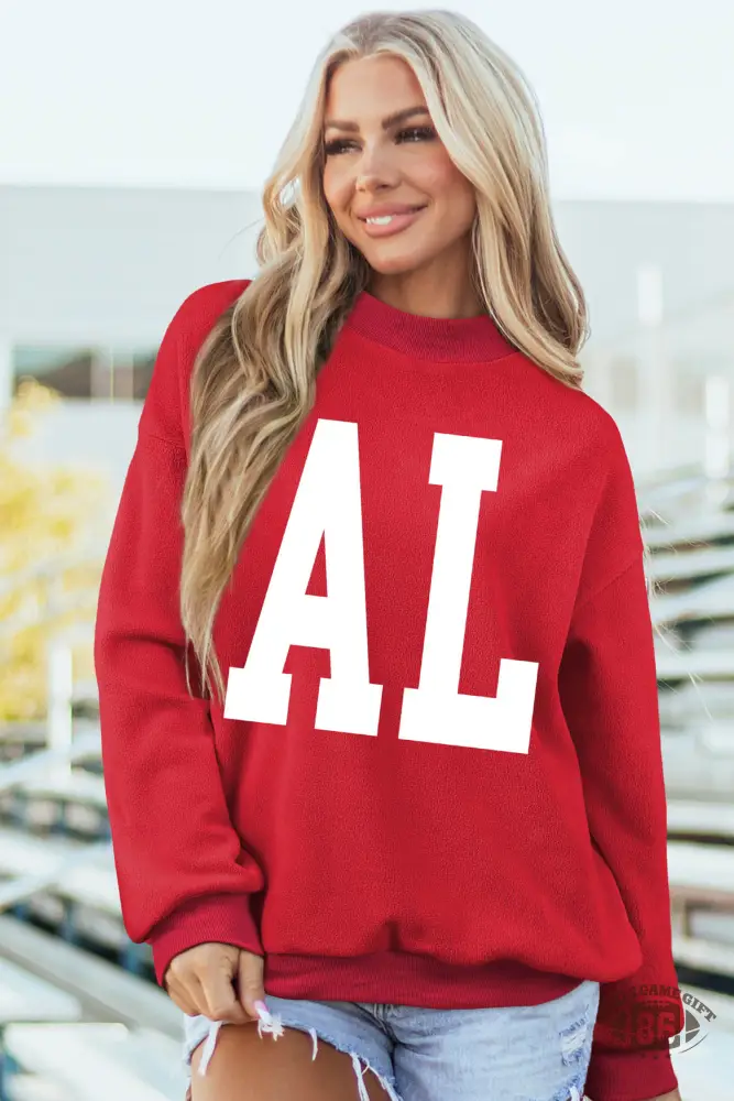 Racing Red Alabama AL Game Day Reversible Sweatshirt | High Neck Double-Sided Print
