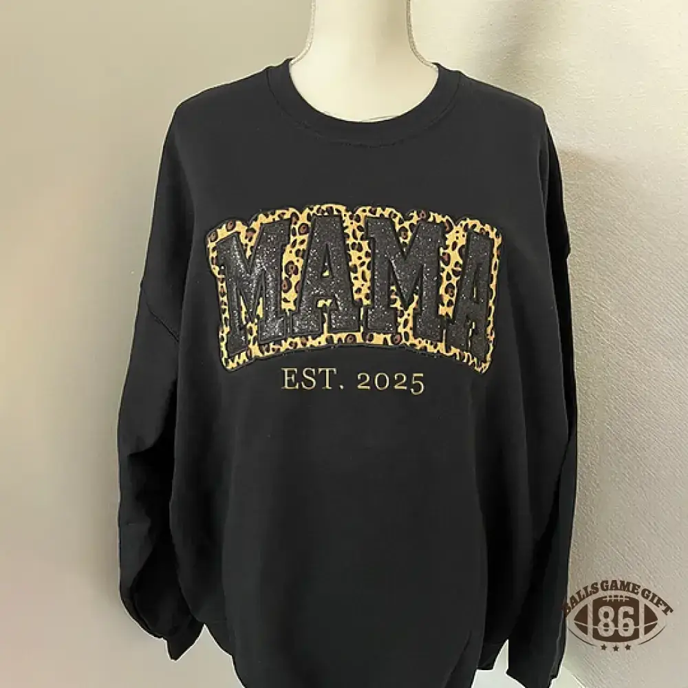 Retro MAMA Leopard Crewneck, Comfortable Mom Life Sweatshirt for Daily Wear