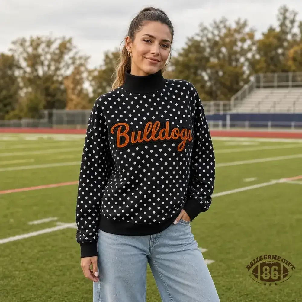 Custom Game Day Polka Dot Mock Neck Sweatshirt | Team Spirit Fan Top