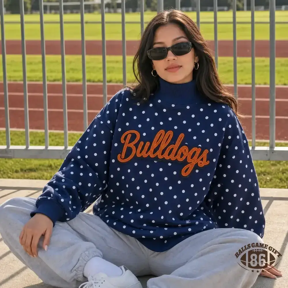 Custom Game Day Polka Dot Mock Neck Sweatshirt | Team Spirit Fan Top