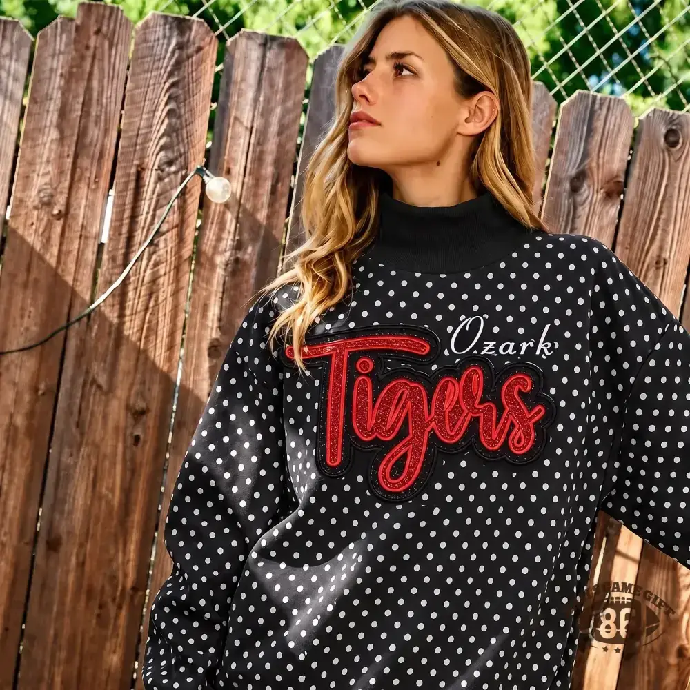 Custom Game Day Polka Dot Mock Neck Sweatshirt | Team Spirit Fan Top