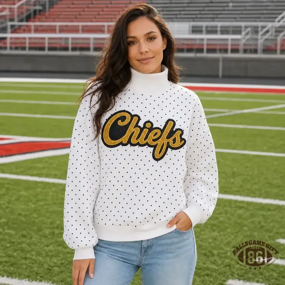 Custom Game Day Polka Dot Mock Neck Sweatshirt | Team Spirit Fan Top