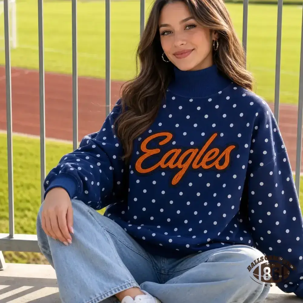 Custom Game Day Polka Dot Mock Neck Sweatshirt | Team Spirit Fan Top