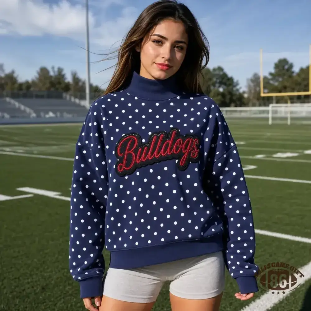 Custom Game Day Polka Dot Mock Neck Sweatshirt | Team Spirit Fan Top