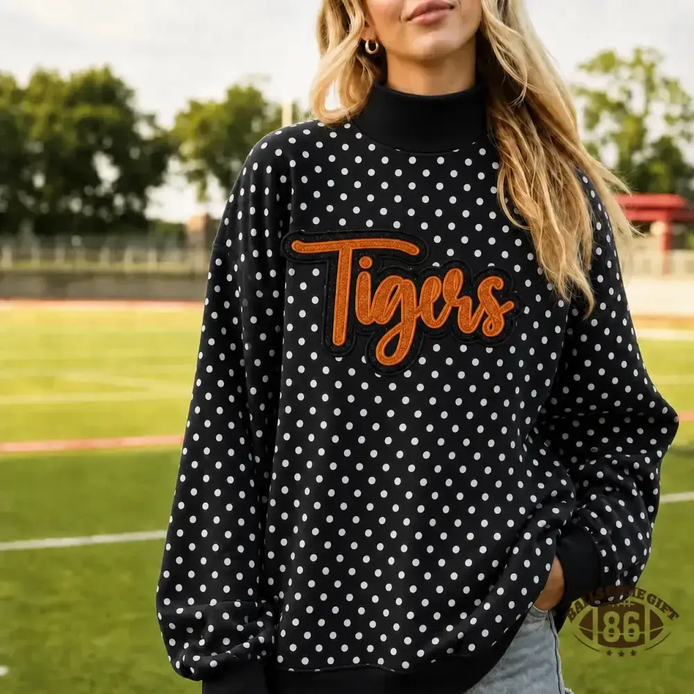 Custom Game Day Polka Dot Mock Neck Sweatshirt | Team Spirit Fan Top