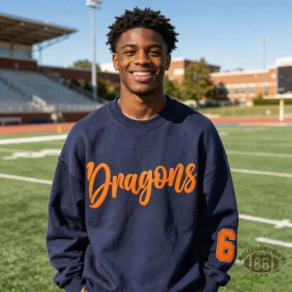 Retro Team Crewneck, Custom Sleeve Numbers, Game Day Cheer Sweatshirt