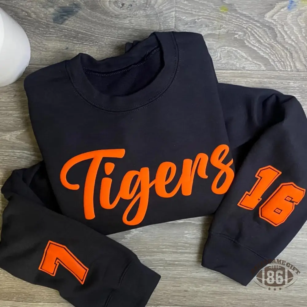 Retro Team Crewneck, Custom Sleeve Numbers, Game Day Cheer Sweatshirt