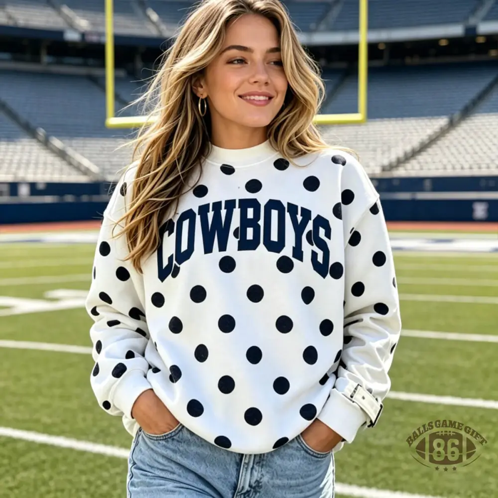 Retro Varsity NEBRASKA Polka Dot Oversized Sweatshirt | Women Casual Street‑Style Crew Neck Pullover
