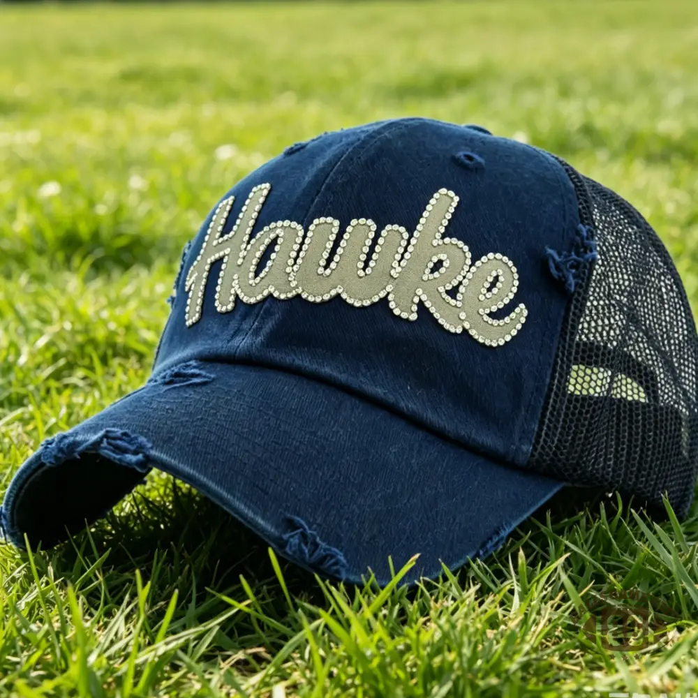 Rhinestone Distressed Mesh Trucker Hat - Retro Baseball Cap for Women