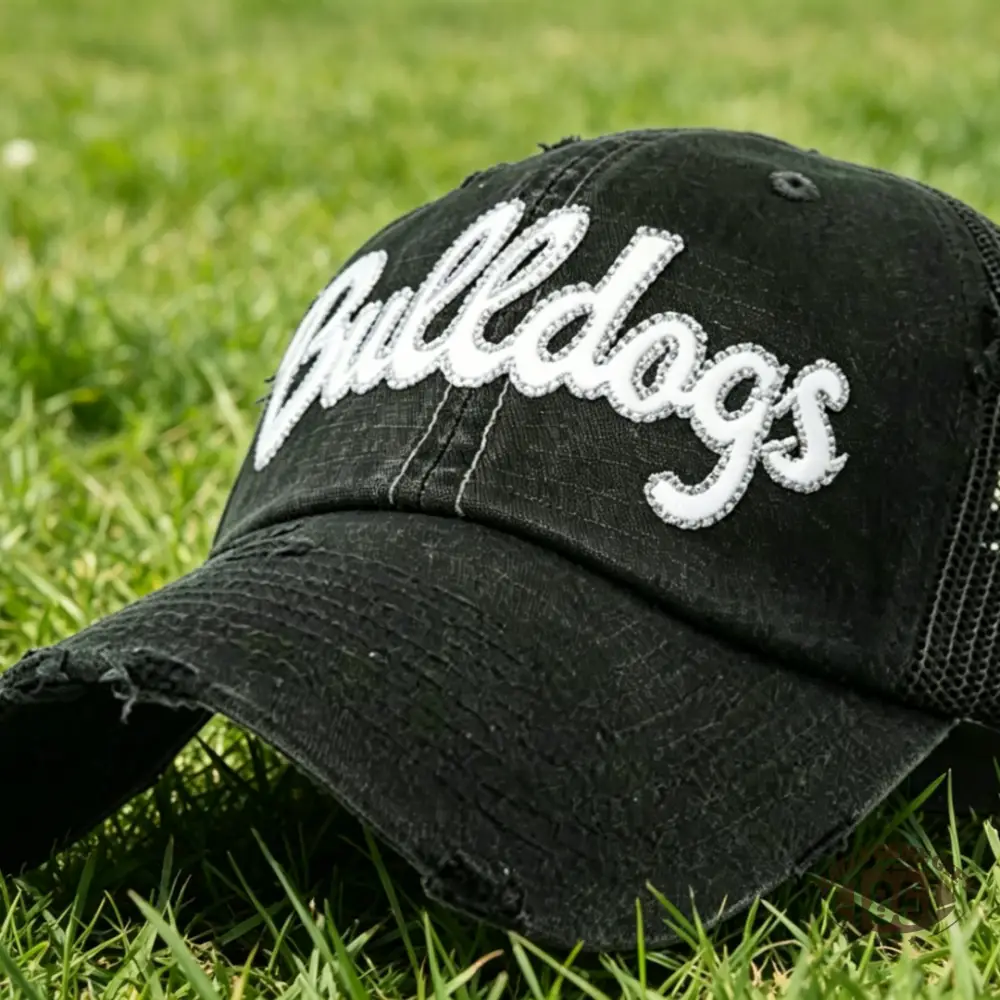 Rhinestone Distressed Mesh Trucker Hat - Retro Baseball Cap for Women