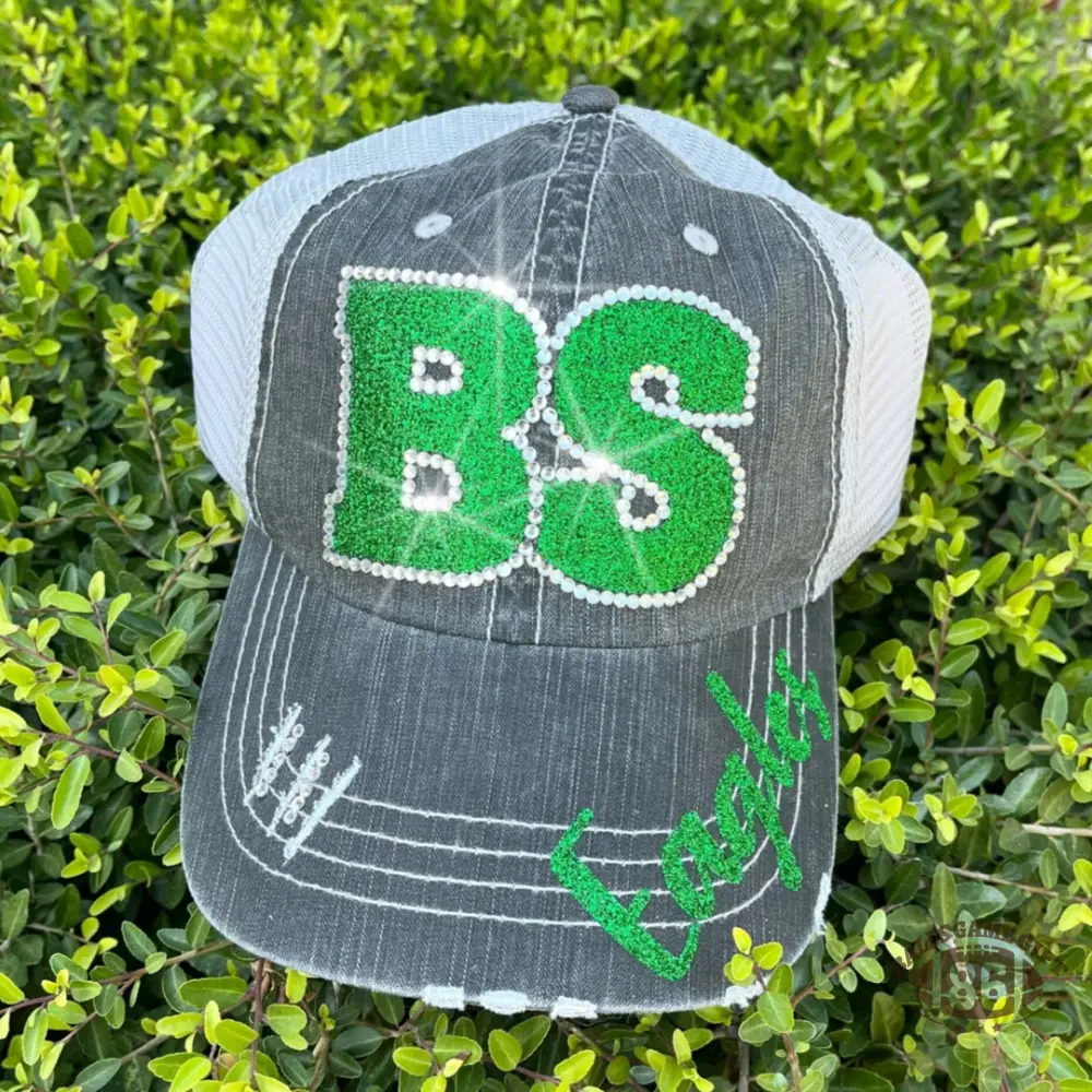 School Spirit Rhinestone Trucker Hat | Bling Letter Mesh Cap for Game Day
