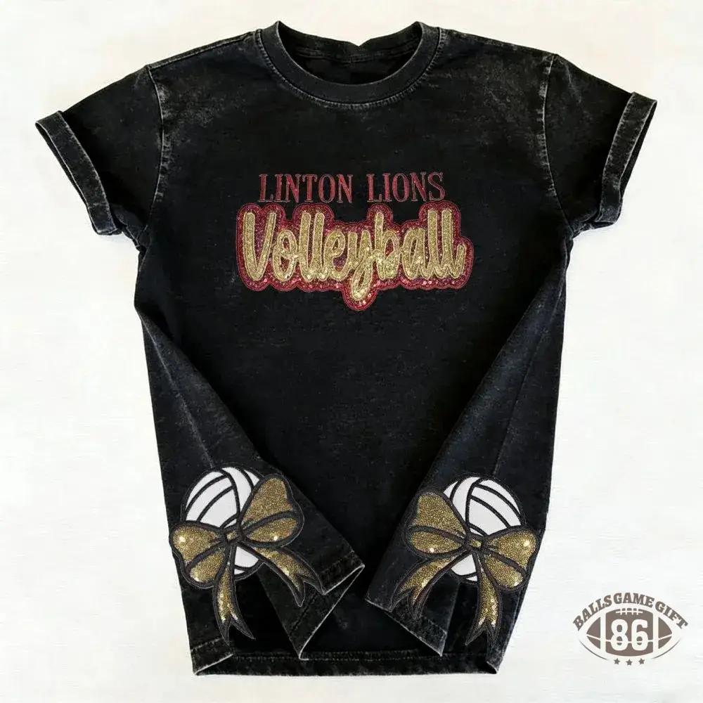 Sequin Volleyball Game Day Distressed T-Shirt with Side Bow Detail