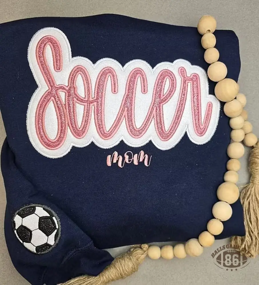 Soccer Mama Bow Graphic Crewneck Sweatshirt Game Day Mom Top