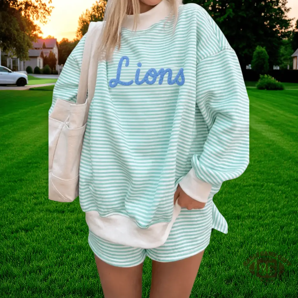 Striped Team Spirit Two-Piece Set, Custom Chenille Letters, Cute Game Day Fanwear