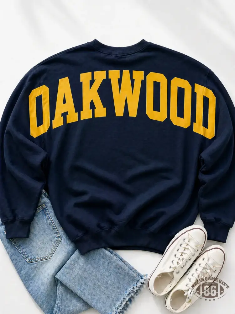 Vintage High School Varsity Back Print Crewneck Sweatshirt | Retro Collegiate Oversized Pullover