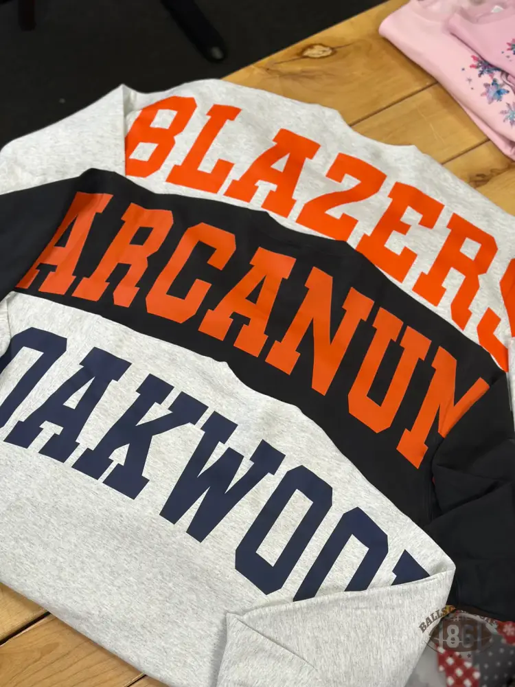 Vintage High School Varsity Back Print Crewneck Sweatshirt | Retro Collegiate Oversized Pullover