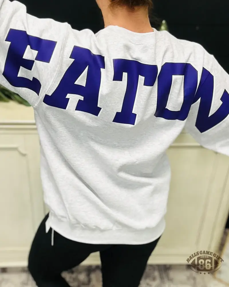 Vintage High School Varsity Back Print Crewneck Sweatshirt | Retro Collegiate Oversized Pullover