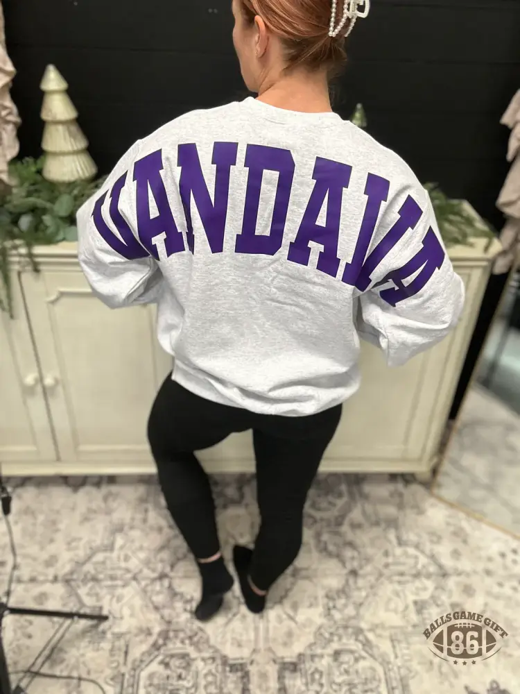 Vintage High School Varsity Back Print Crewneck Sweatshirt | Retro Collegiate Oversized Pullover