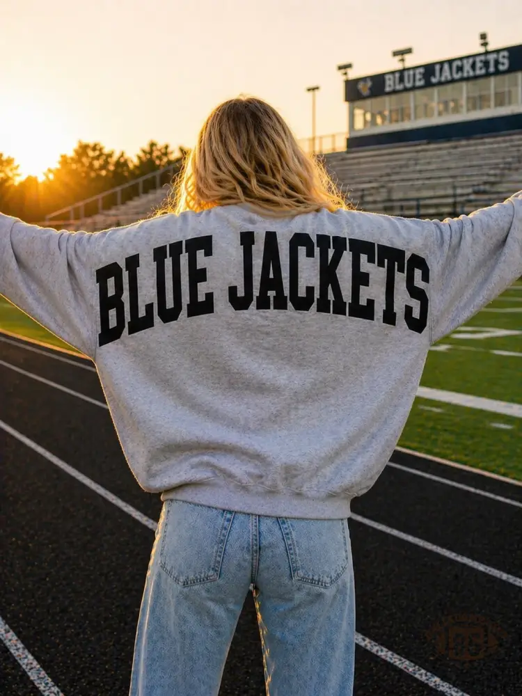 Vintage High School Varsity Back Print Crewneck Sweatshirt | Retro Collegiate Oversized Pullover