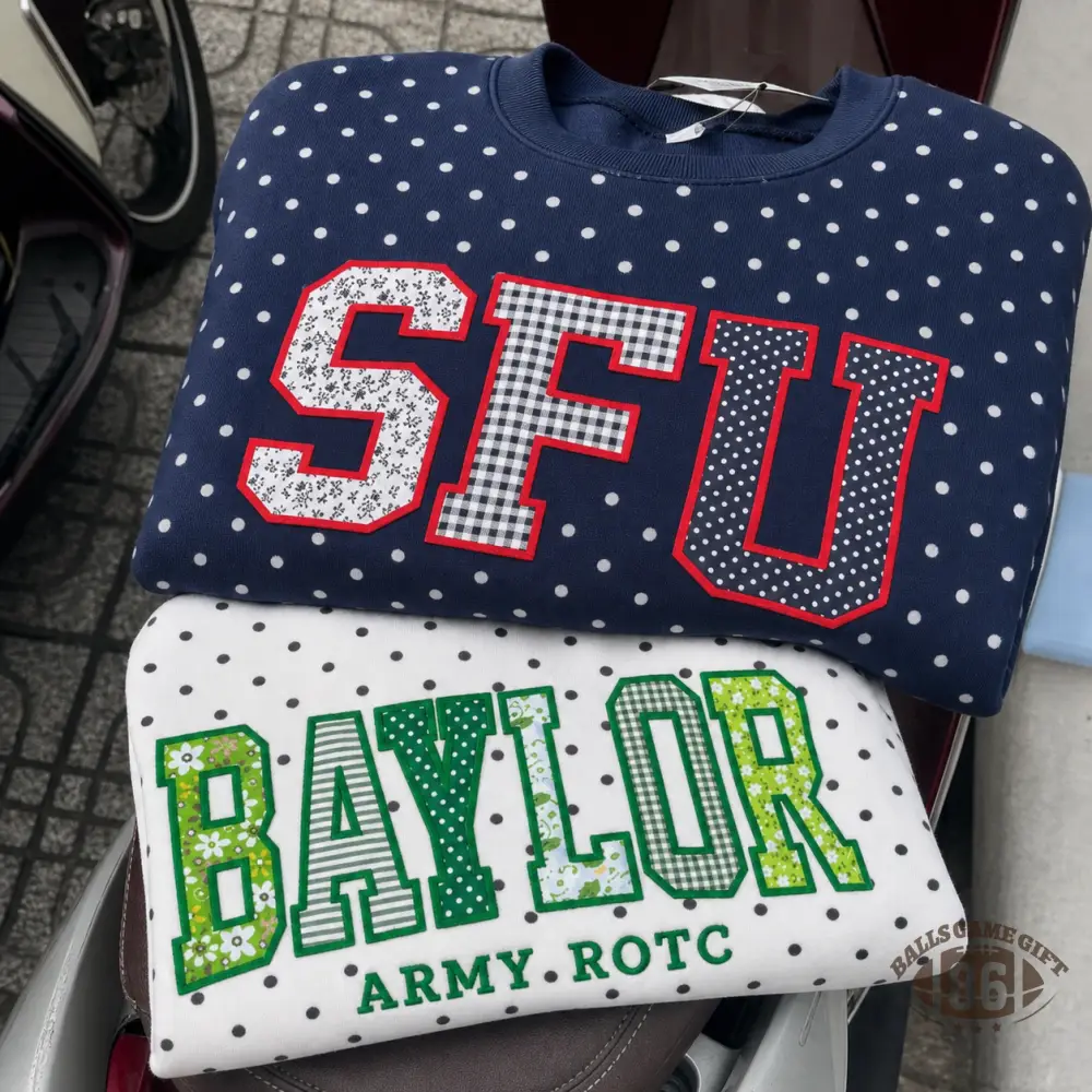 Vintage Polka Dot Appliqué Letter Crewneck Sweatshirt for Women