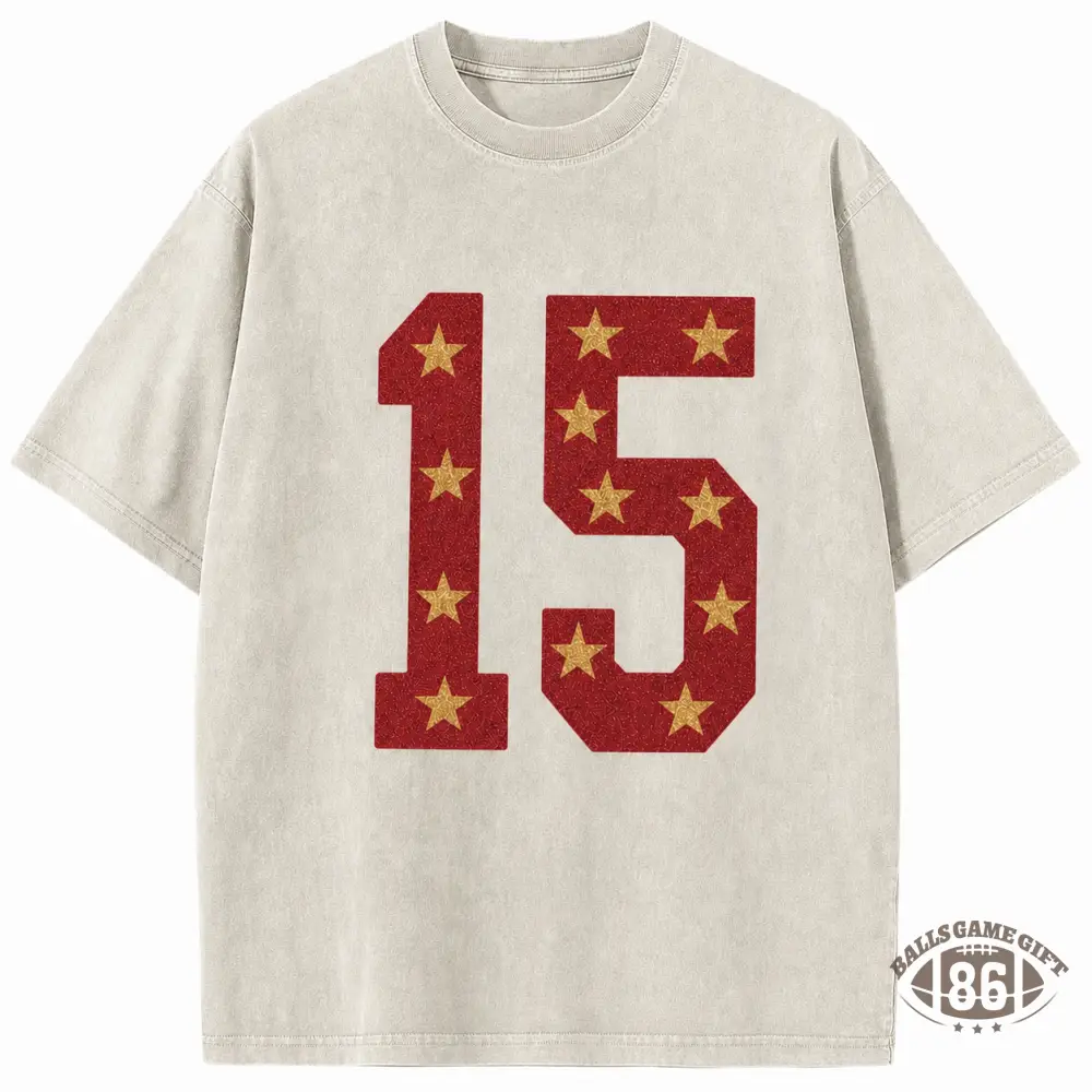 Vintage Washed T-Shirt, Glitter Number & Star Design, Retro American Game Day Top